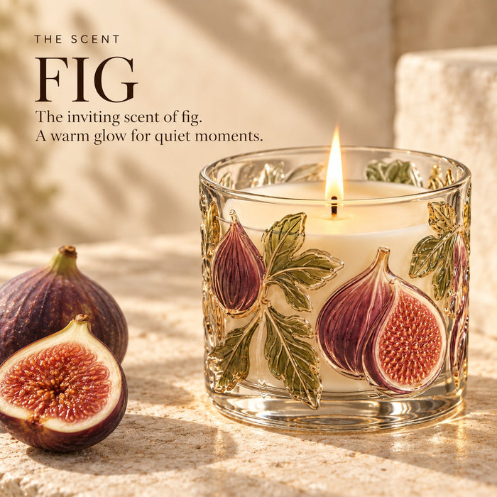 Fig Scented Candle in Fig-Decorated Glass