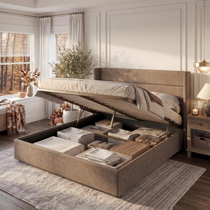 Lift-Up Storage Platform Bed Frame
