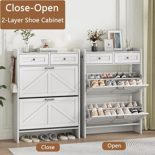Farmhouse Narrow Entryway Shoe Storage Cabinet