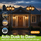 3-Head Solar Outdoor Lamp Post