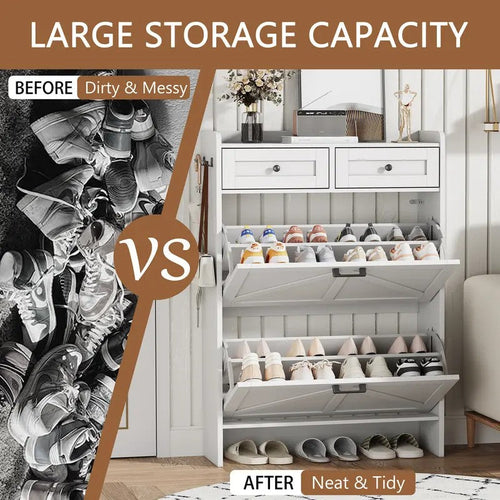 Farmhouse Narrow Entryway Shoe Storage Cabinet