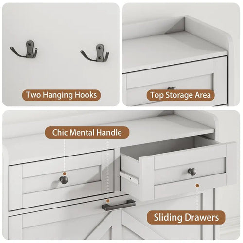 Farmhouse Narrow Entryway Shoe Storage Cabinet