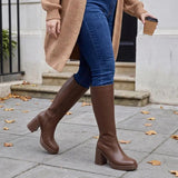 Platform Knee-High Boots with Chunky Heel