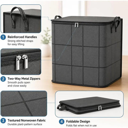 Large Foldable Zippered Storage Bin