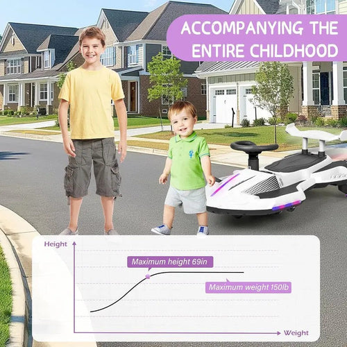 2-in-1 Electric and Manual Wiggle Ride-On Car for Kids