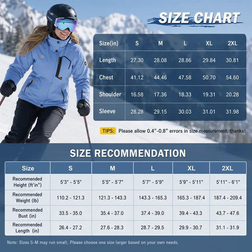 Women's Waterproof Fleece-Lined Ski Jacket