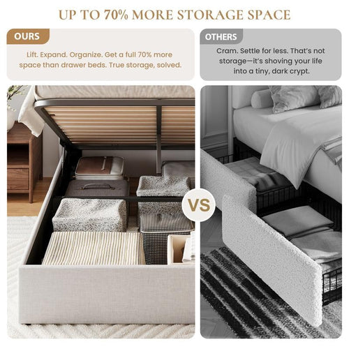 Lift-Up Storage Platform Bed Frame