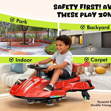 2-in-1 Electric and Manual Wiggle Ride-On Car for Kids