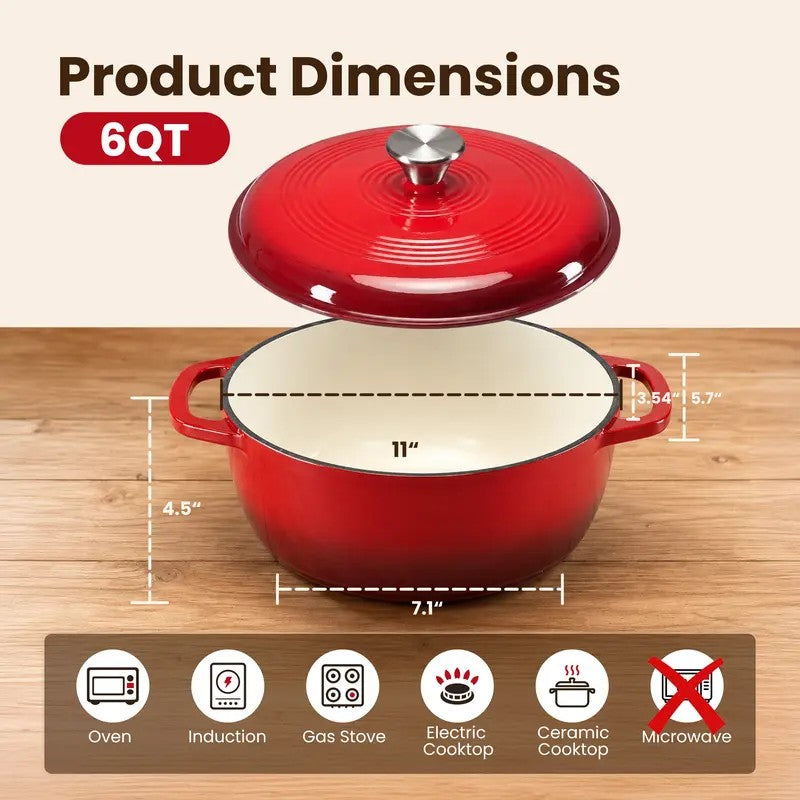 Enameled Cast Iron Dutch Oven with Lid