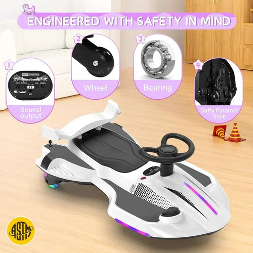 2-in-1 Electric and Manual Wiggle Ride-On Car for Kids