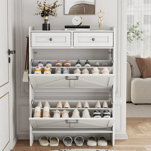 Farmhouse Narrow Entryway Shoe Storage Cabinet
