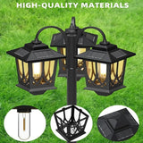 3-Head Solar Outdoor Lamp Post