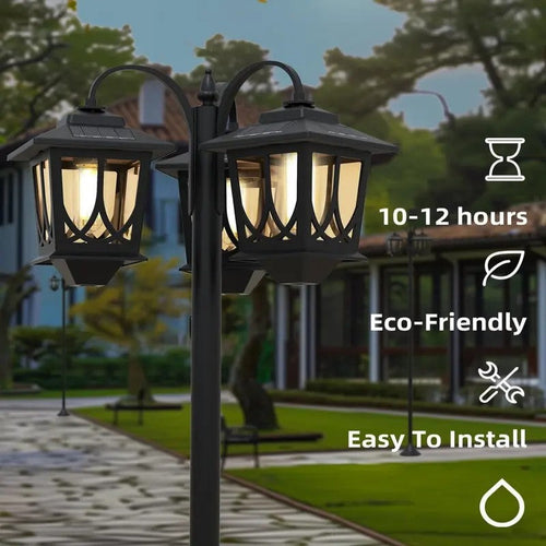 3-Head Solar Outdoor Lamp Post