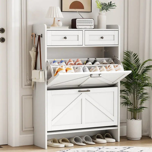 Farmhouse Narrow Entryway Shoe Storage Cabinet