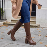 Platform Knee-High Boots with Chunky Heel
