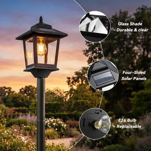 63-Inch Solar Lamp Post Lights, 2-Pack