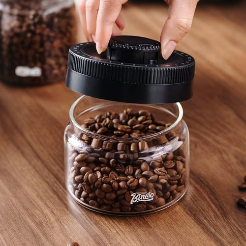 Coffee Canister with Date Dial and Vacuum Pump, Borosilicate Glass, 0.8L