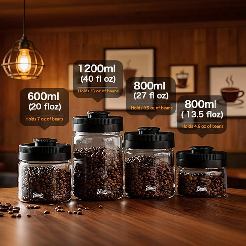 Coffee Canister with Date Dial and Vacuum Pump, Borosilicate Glass, 0.8L
