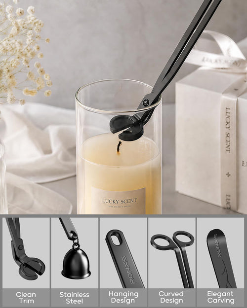 3-Piece Candle Care Set with Wick Trimmer, Dipper and Snuffer