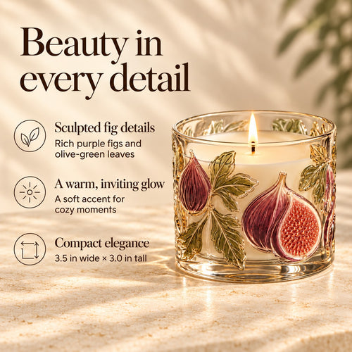 Fig Scented Candle in Fig-Decorated Glass