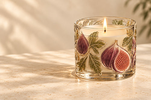 Fig Scented Candle in Fig-Decorated Glass