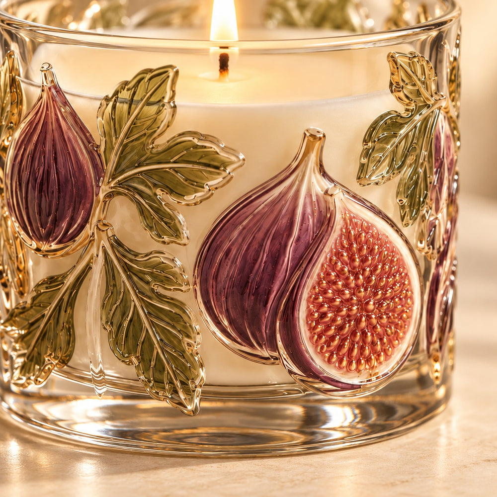 Fig Scented Candle in Fig-Decorated Glass
