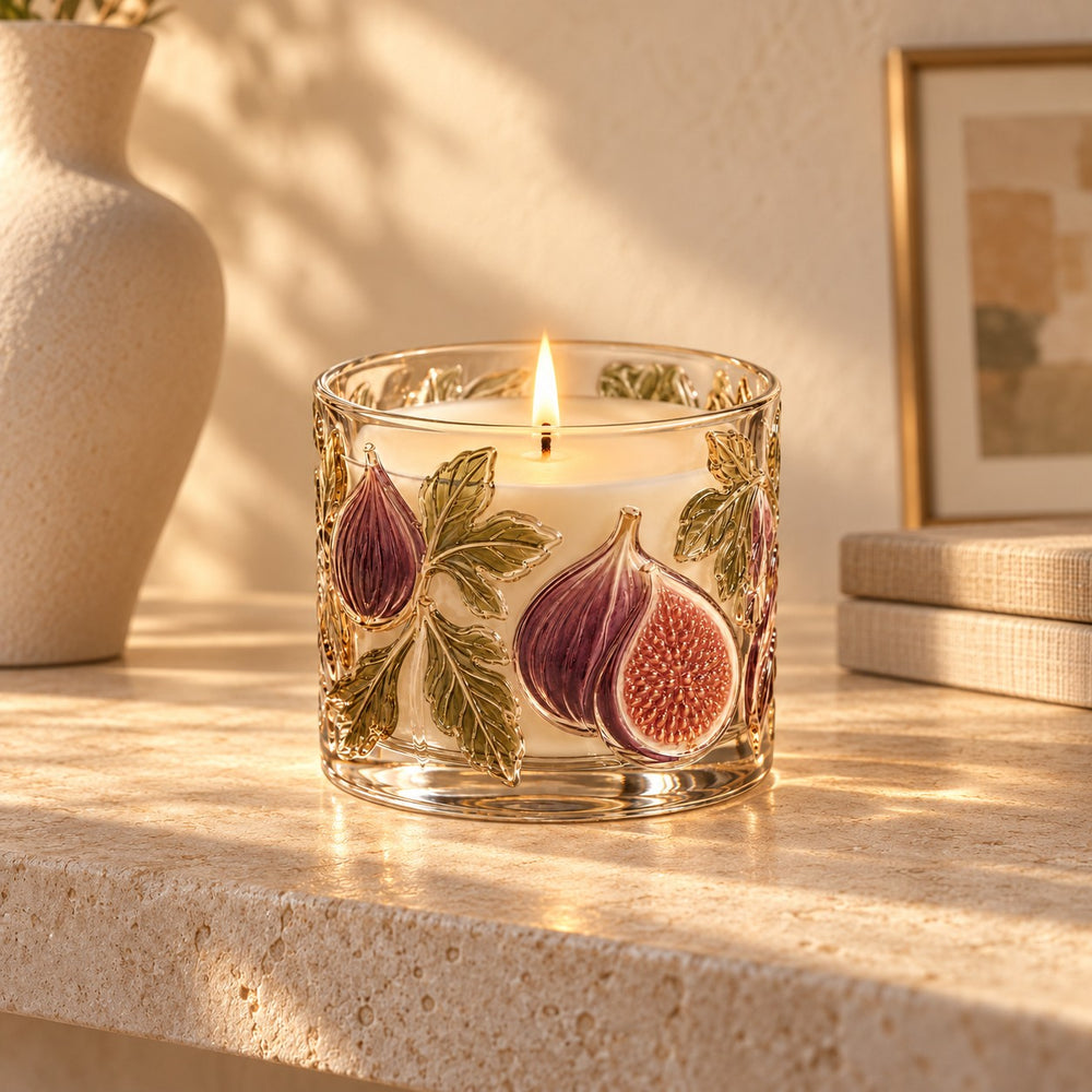 Fig Scented Candle in Fig-Decorated Glass