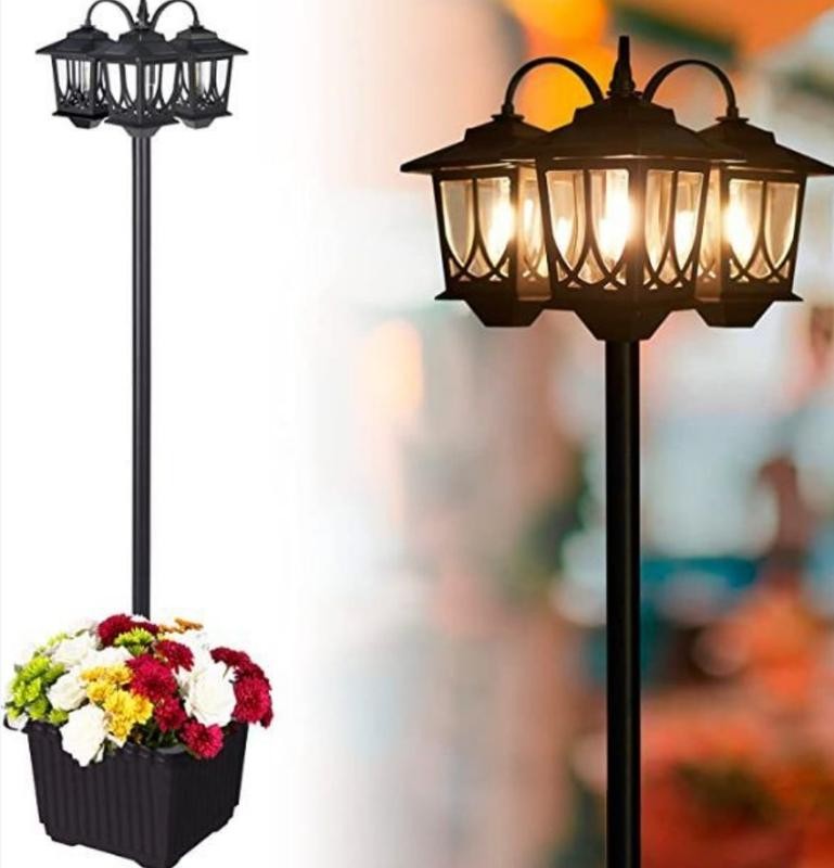 3-Head Solar Lamp Post