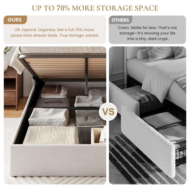 Lift-Up Storage Platform Bed Frame