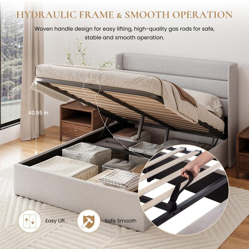 Lift-Up Storage Platform Bed Frame