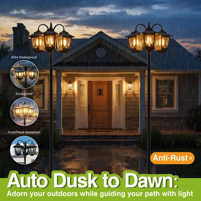 3-Head Solar Lamp Post