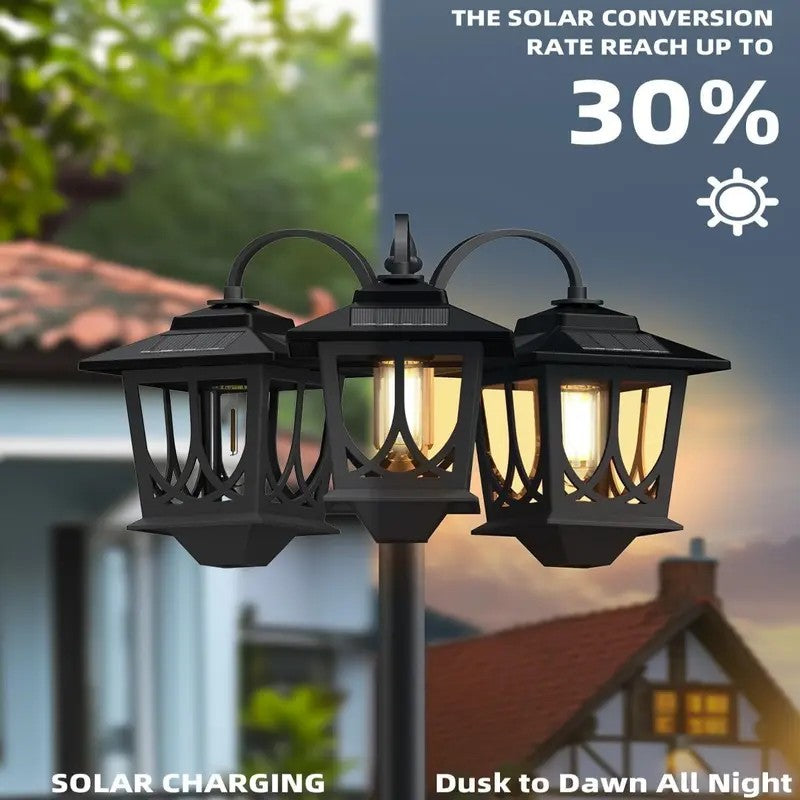 3-Head Solar Lamp Post